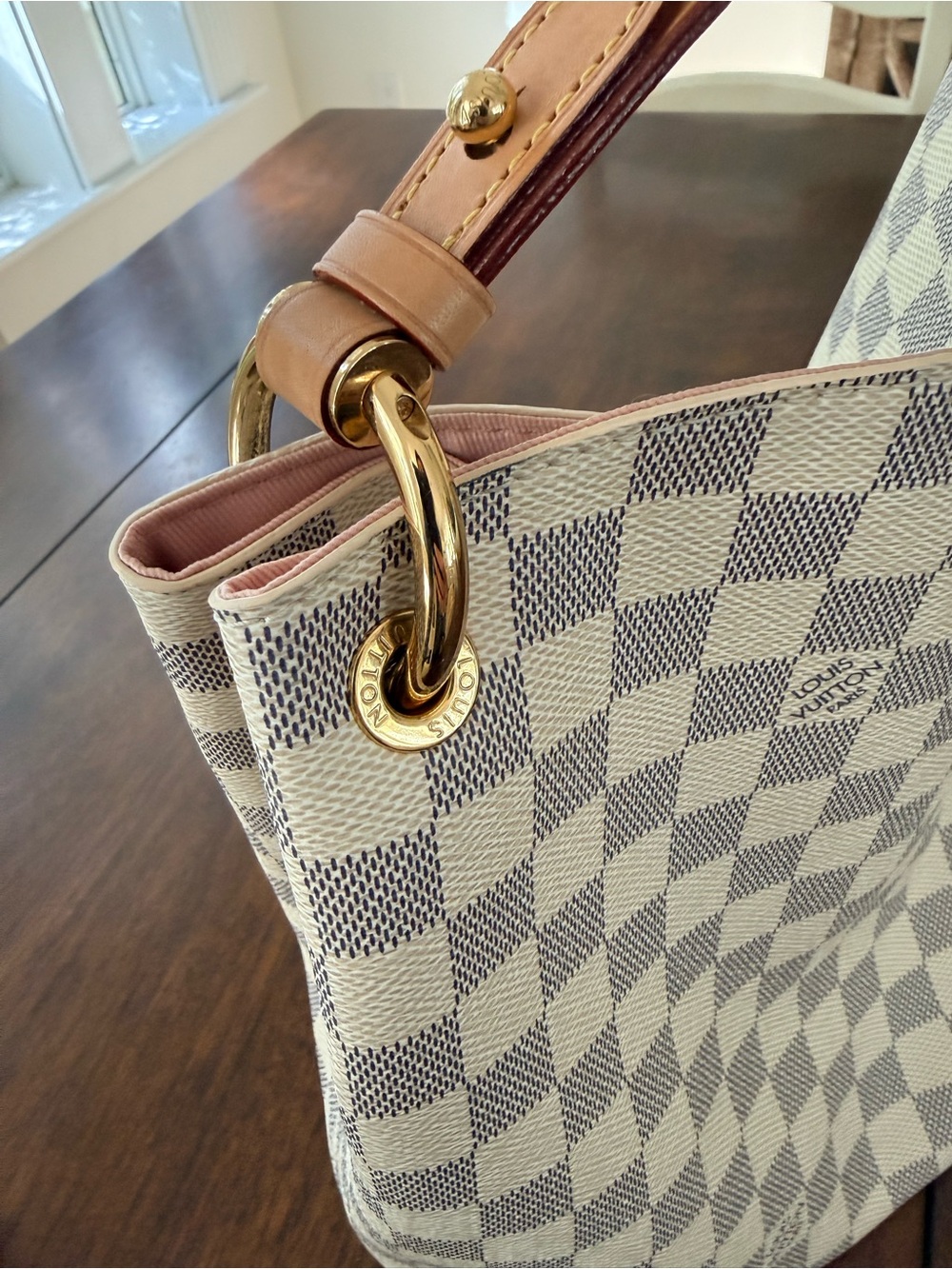 Louis Vuitton Damier Azur Graceful PM with rose ballerine interior - Picture 6 of 15